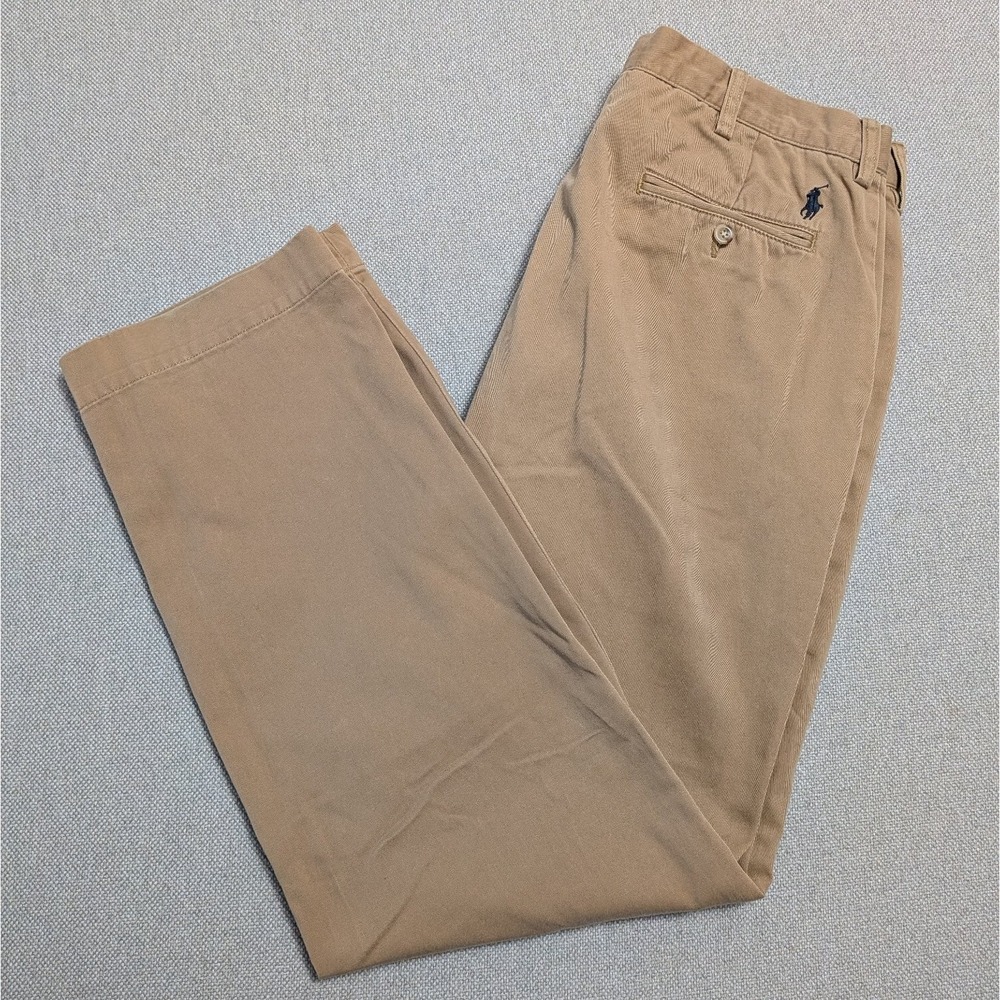 Polo Ralph Lauren Men's Khaki Chino Pants 36x34 Cotton Preston Pony Preppy Dress